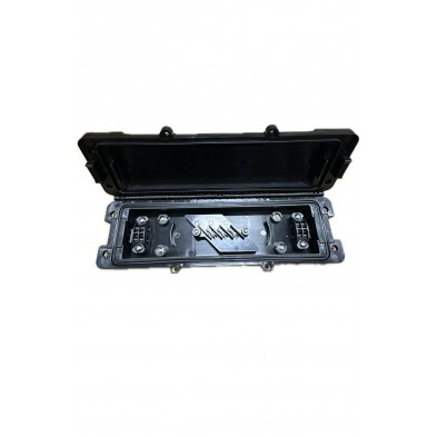 Caja empalme IP-68 Horizontal F.O. para 12 fusiones y derivación. Puertos 4 (2x2) max 10mm. Tamaño 300x115x38 mm