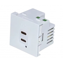 Modulo 45x45 con 2 Cargadores USB C+C (65W). Blanco/4