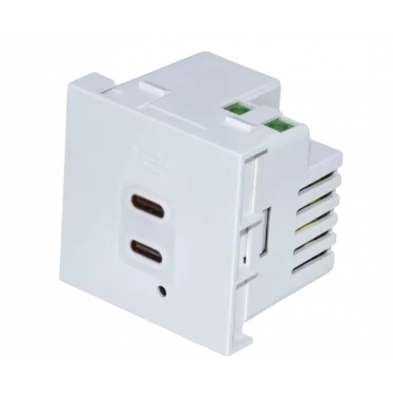Modulo 45x45 con 2 Cargadores USB C+C (65W). Blanco/4
