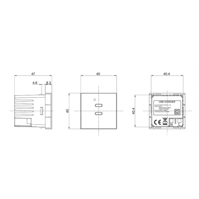 Modulo 45x45 con 2 Cargadores USB C+C (65W). Blanco/4
