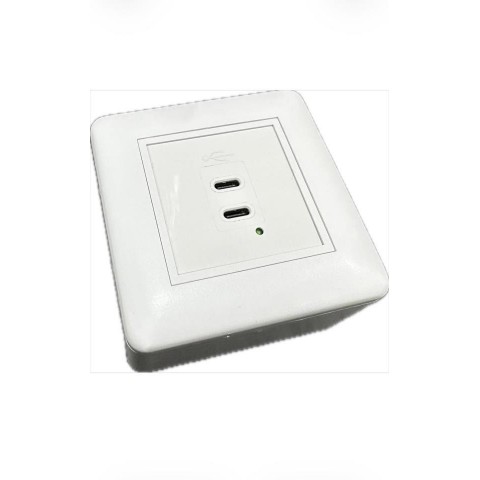 Kit que incluye Caja superficie 80x80 + Marco de superficie 45x45 + 1 unid. placa con 2 Cargadores USB C+C (65W).