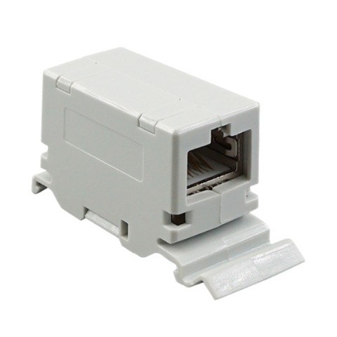 Adaptador RJ-45 H-H CAT6A FTP para carril DIN