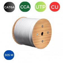 Cable CAT6A. UTP LSZH CPR Cca RIGIDO. Bobina 305 metros. VERDE LIMA
