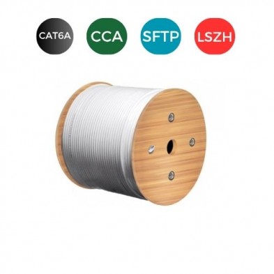 Cable CAT6A. S/FTP LSZH Cobre Puro RIGIDO CPR Cca. Bobina de 305 metros. VERDE LIMA
