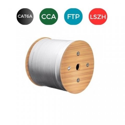 Cable CAT6A. FTP LSZH CPR Cca RIGIDO. Bobina 500 metros. VERDE LIMA