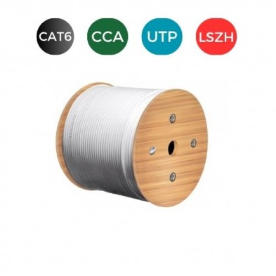 Cable CAT6. UTP LSZH Cobre Puro CCA RIGIDO Bobina 305 mts. VERDE LIMA