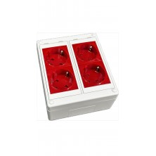 KIT Caja de mecanismos de 2 elementos CON 2 unid. shucko doble sin led ROJO