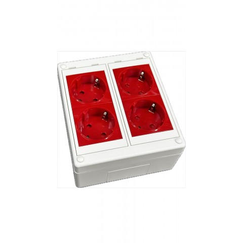 KIT Caja de mecanismos de 2 elementos CON 2 unid. shucko doble sin led ROJO