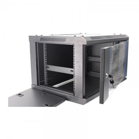 RACK Mural de 19" x 9U x 450. Laterales desmontables. Color Negro