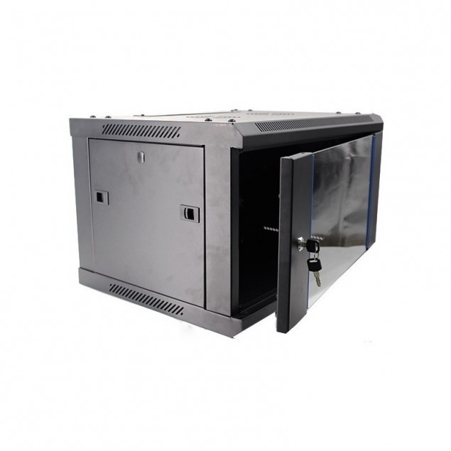 RACK Mural de 19" x 9U x 450. Laterales desmontables. Color Negro