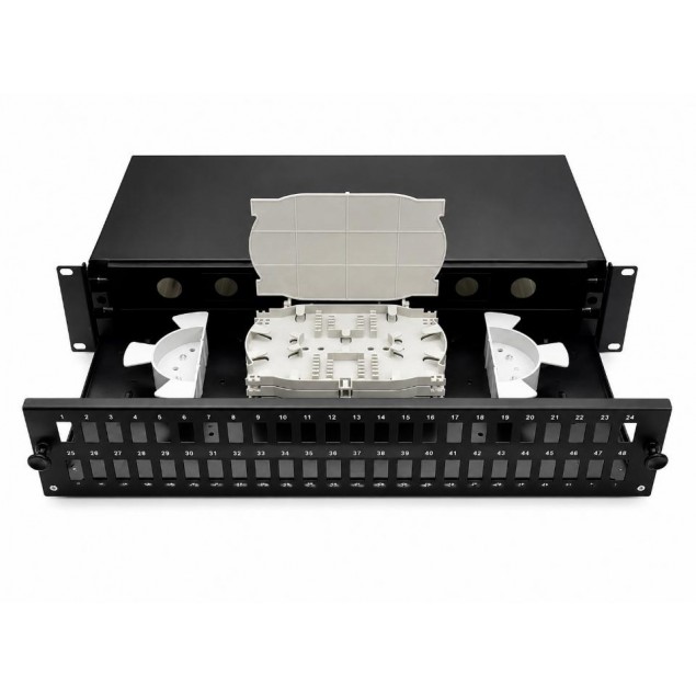 Bandeja 19"x2U Extraíble de F.O. para 48 SC-SIMPLEX (Incl. 4 Casetes)