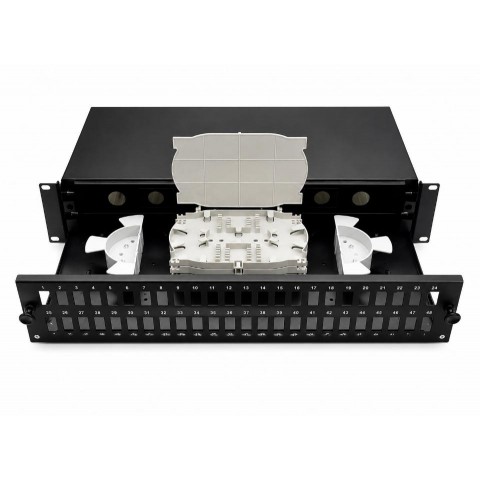 Bandeja 19"x2U Extraíble de F.O. para 48 SC-SIMPLEX (Incl. 4 Casetes)