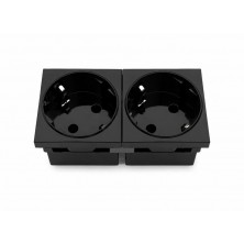Schuko Doble CON proteccion para PERFIL PLUS. (NEGRO)