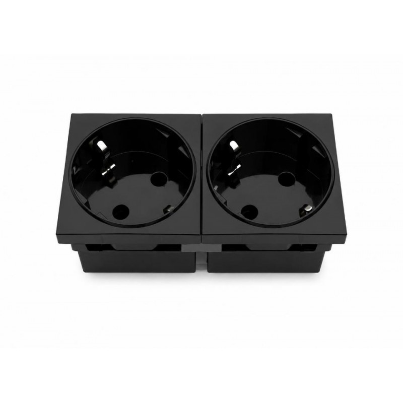 Schuko Doble CON proteccion para PERFIL PLUS. (NEGRO)