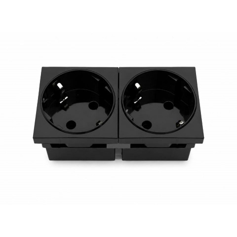 Schuko Doble CON proteccion para PERFIL PLUS. (NEGRO)