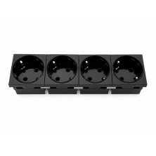 Schuko CUADRUPLE con proteccion para PERFIL PLUS. (NEGRO)