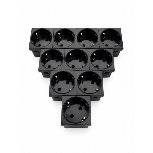 Schuko CUADRUPLE con proteccion para PERFIL PLUS. (NEGRO)