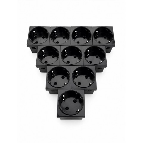 Schuko CUADRUPLE con proteccion para PERFIL PLUS. (NEGRO)