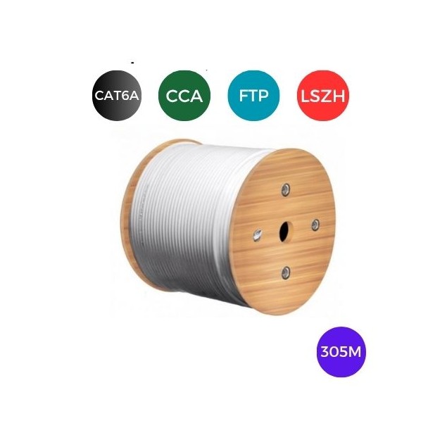 Cable CAT6A. FTP LSZH CPR Cca RIGIDO. Bobina 305 metros
