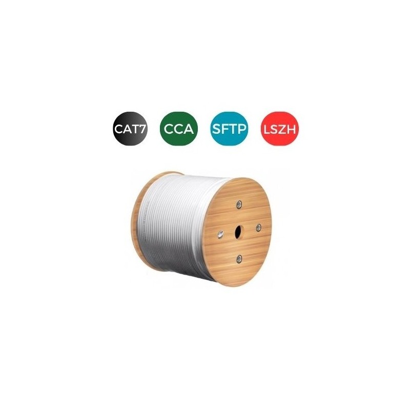 Cable CAT7 S/FTP LSZH CPR Cca RIGIDO. Bobina 500 metros. VERDE LIMA