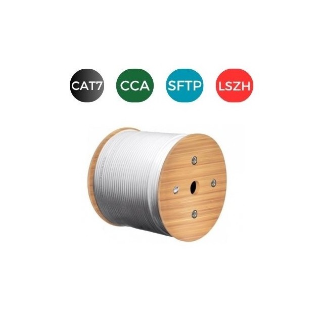 Cable CAT7 S/FTP LSZH CPR Cca RIGIDO. Bobina 500 metros. VERDE LIMA