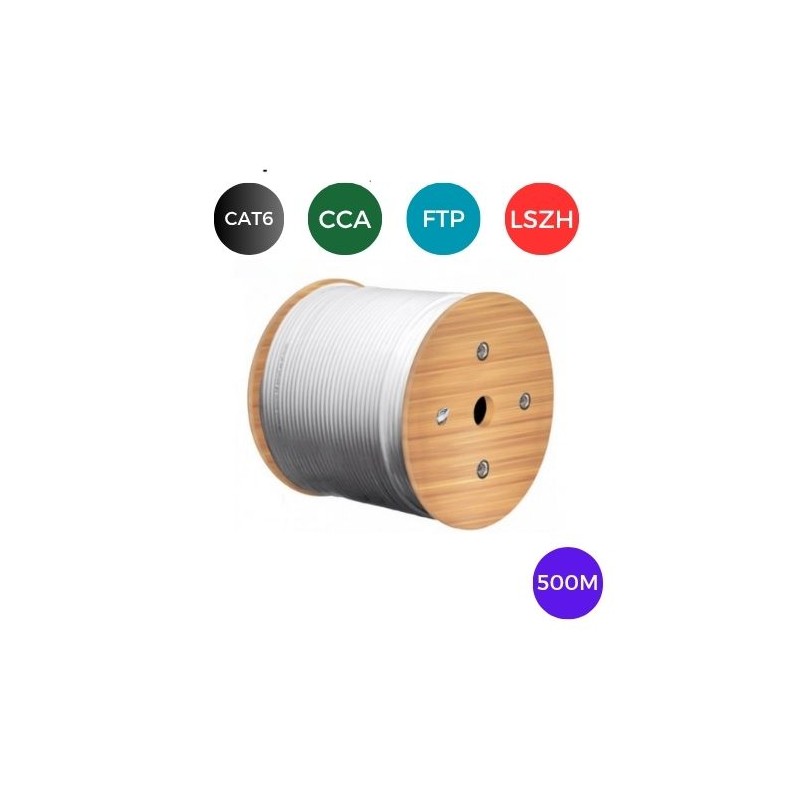 Cable CAT6. FTP LSZH CU CPR Cca RIGIDO (Bobina 500 mts). Color BLANCO
