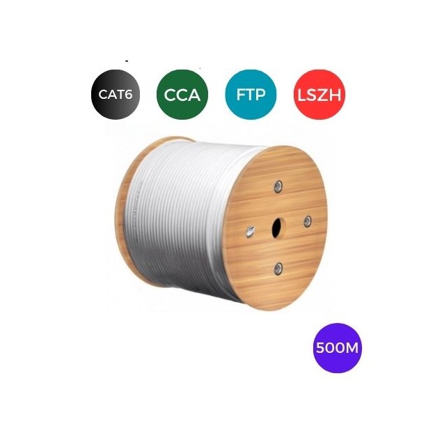 Cable CAT6. FTP LSZH CU CPR Cca RIGIDO (Bobina 500 mts). Color BLANCO