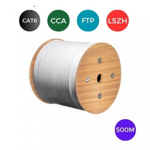 Cable CAT6. FTP LSZH CU CPR Cca RIGIDO (Bobina 500 mts). Color BLANCO