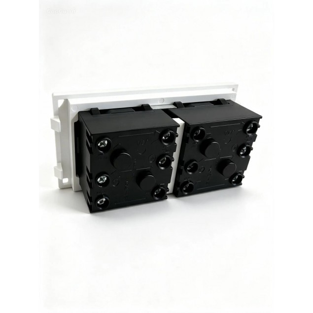 Schuko doble SIN piloto para CAJA mecanismos (NEGRO)