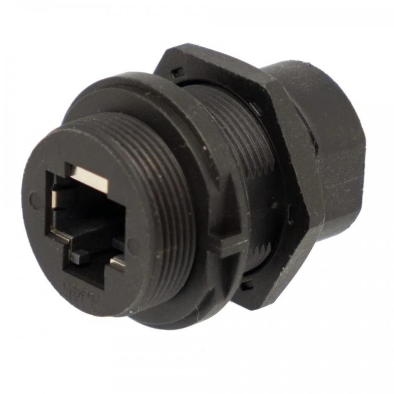 Adaptador RJ-45 H-H CAT6A FTP para EMPOTRAR con rosca + tapa