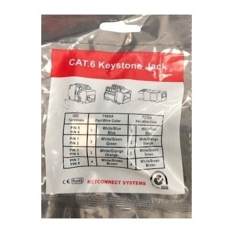 Conector RJ-45 HEMBRA CAT.6 UTP tipo 3M 180º Keystone (Grimpado sin Herramienta) tipo Tool-less