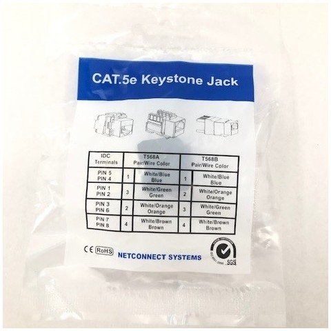 Conector RJ-45 Hembra Cat 5E  UTP tipo 3M 180º Key