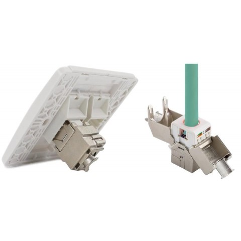 Conector RJ-45 Hembra CAT 6A FTP tipo 3M 180º Keystone (Grimpado sin Herramienta) tipo Tool-less