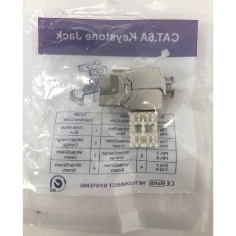 Conector RJ-45 Hembra CAT 6A FTP tipo 3M 180º Keystone (Grimpado sin Herramienta) tipo Tool-less