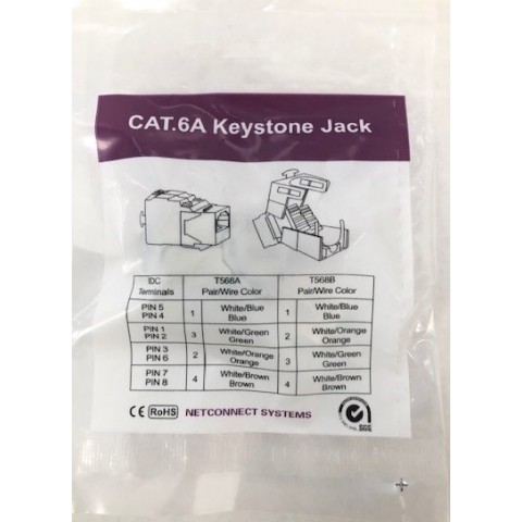 Conector RJ-45 Hembra CAT 6A FTP tipo 3M 180º Keystone (Grimpado sin Herramienta) tipo Tool-less